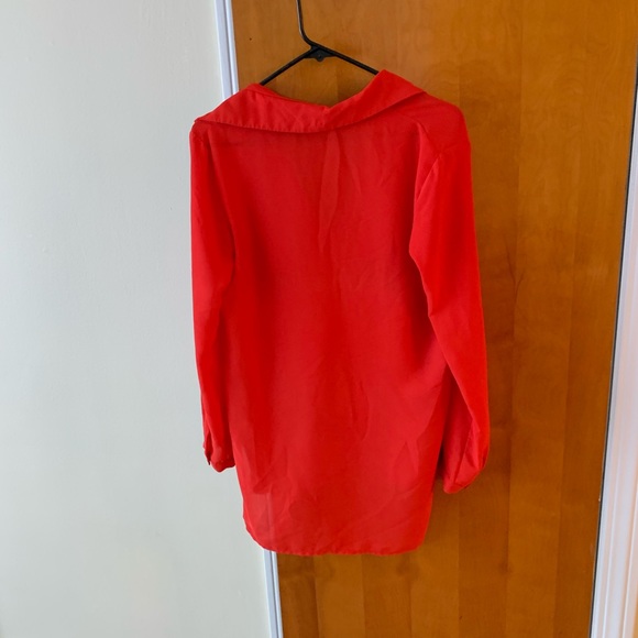 Vibrant Red Button Down Blouse - Picture 6 of 7